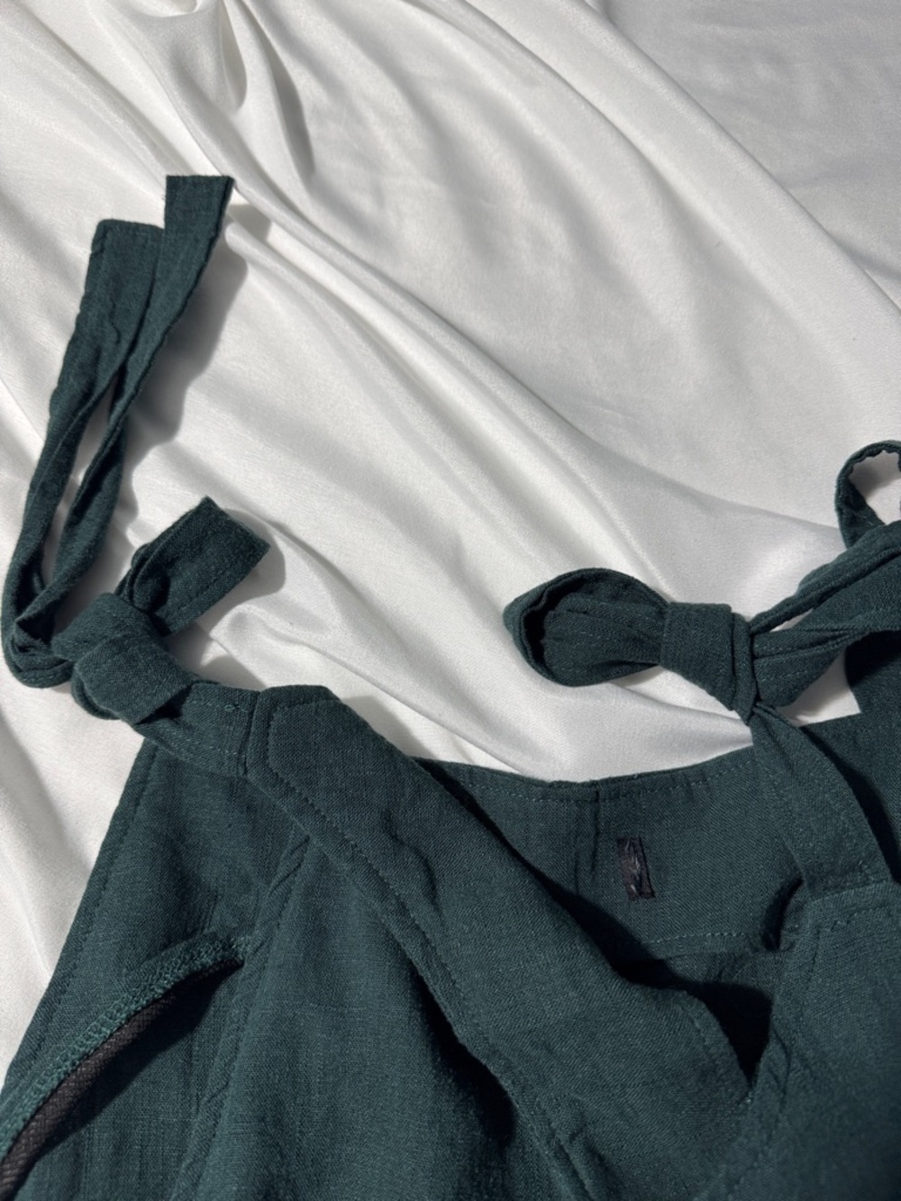 Papillon Linen Blend Jumper – Green Barrel Leg Romper Lagenlook Boho Minimalist - Picture 10 of 10